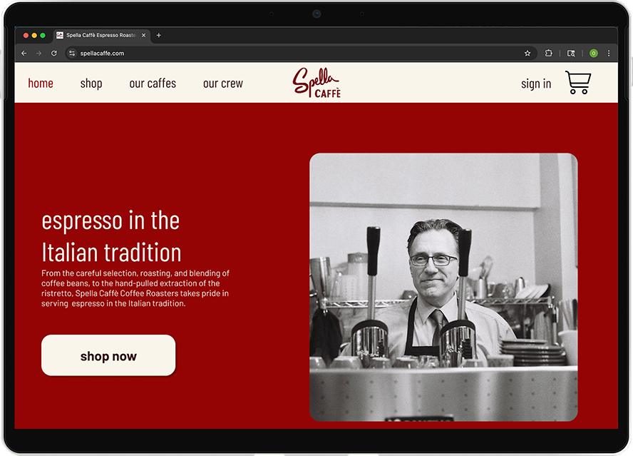 mockup for the landing page of the website